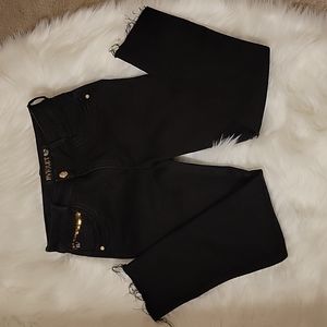 BVIOLET ButtLifter black stretch skinny jean gold sequin unhemed 5/6 USA…EUC